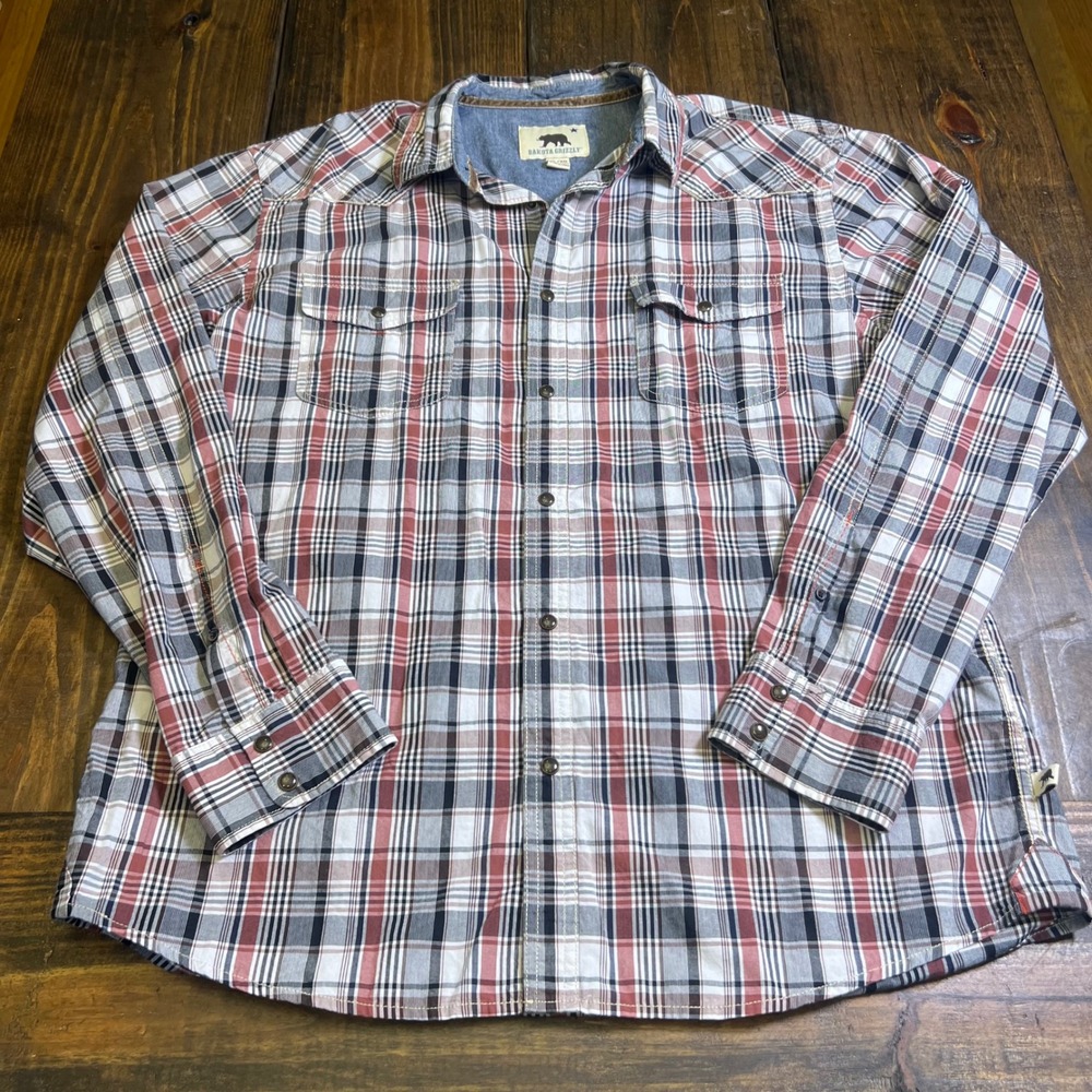 Dakota Grizzly Mens XL Plaid Button Down Shirt‎ Long Sleeve Cotton Western